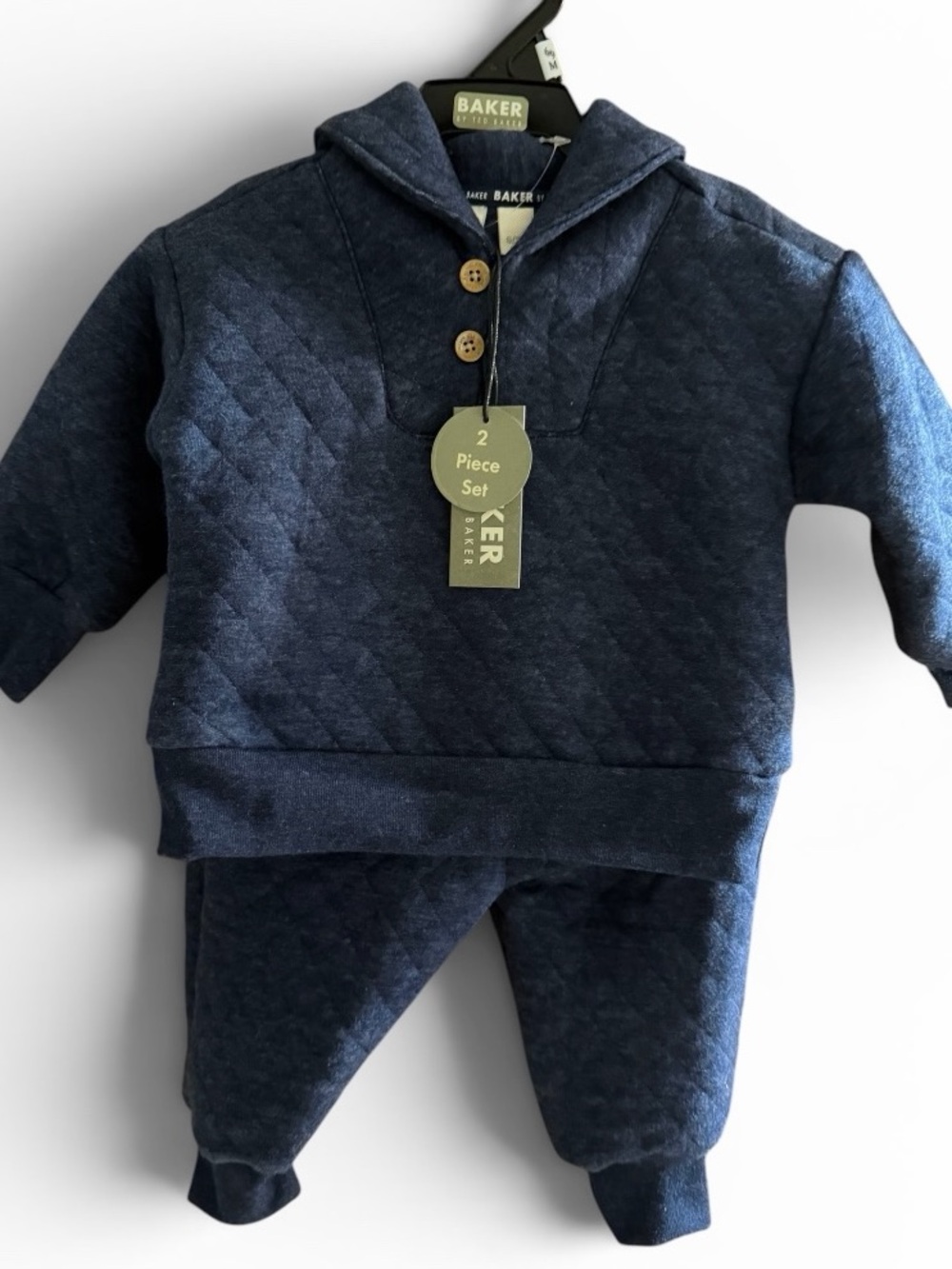 Ted Baker London Navy Quilted Hooded Sweatshirt & Joggers Set
